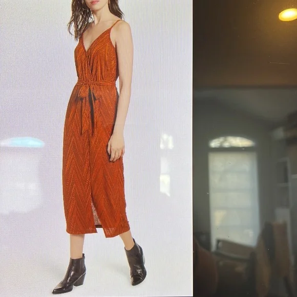 open lace back dress MINKPINK Jacques Contrast Orange Midi Dress